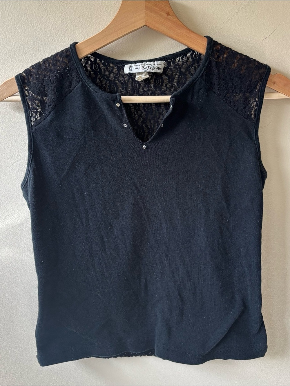 Self Esteem Y2K Black Tank Top with Lace Back